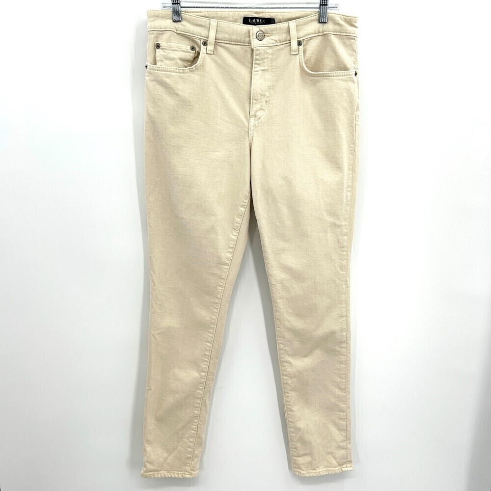 LAUREN RALPH LAUREN Women's Light Khaki Slim Straight Leg Casual Pants Size 12